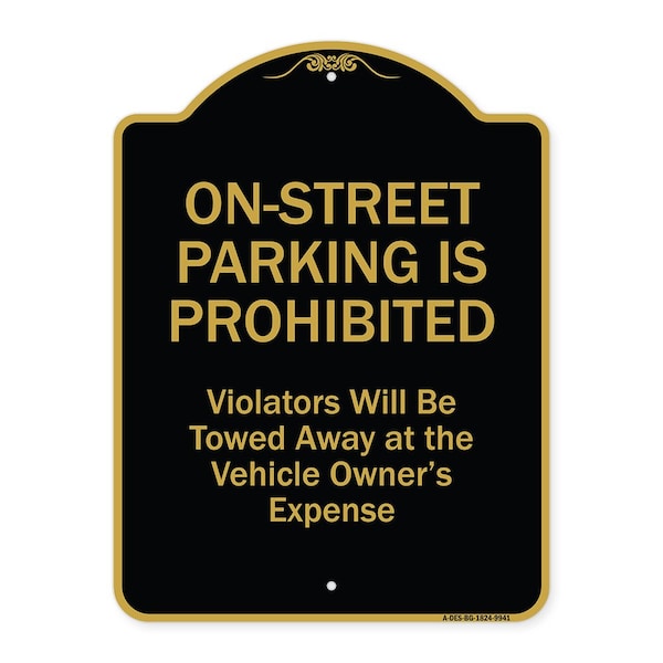 Designer Series-On-street Parking Prohibited Violators Will Be Towed Ve, 24" x 18", BG-1824-9941